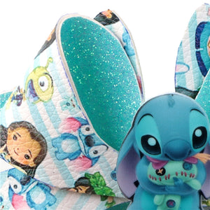 Pre Cut Lilo & Blue Alien Faux Leather Bow