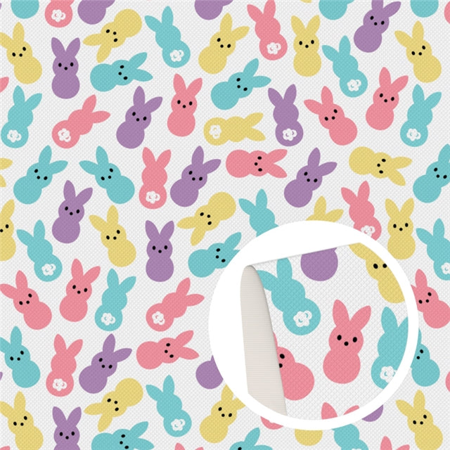 Easter Mellow Pastel Bunnies Faux Leather Sheet