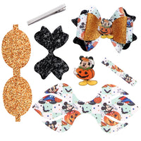 Pre Cut Mickey Halloween Faux Leather Bow
