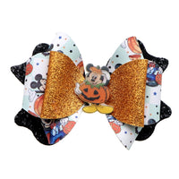 Pre Cut Mickey Halloween Faux Leather Bow
