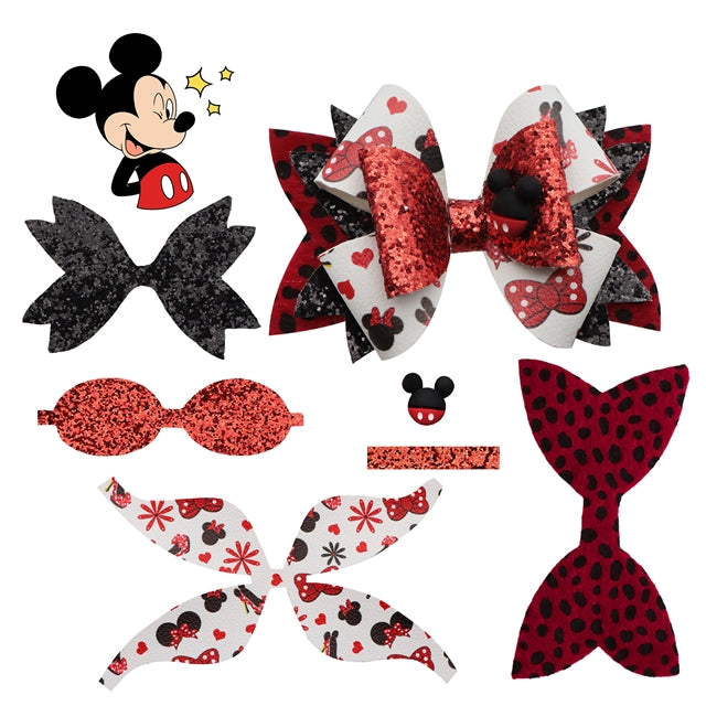Pre Cut Mouse Red Faux Leather Bows