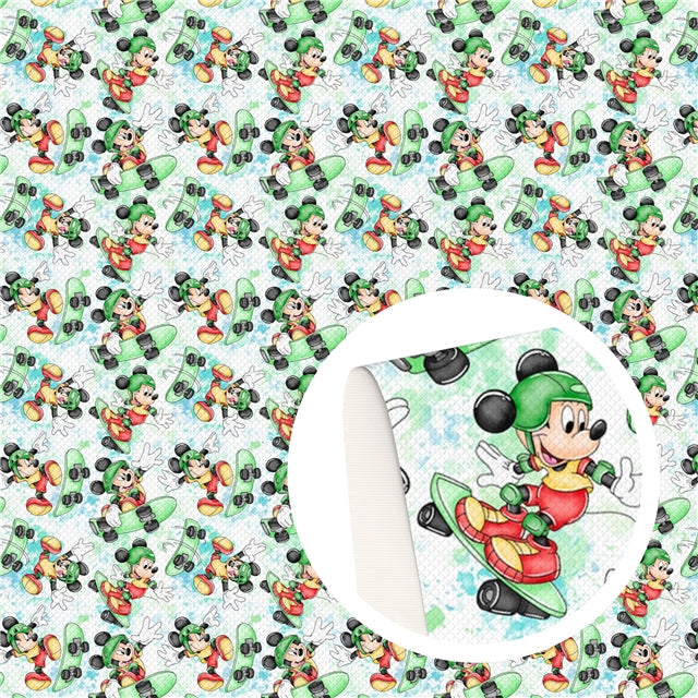 Mouse Skateboarding Faux Leather Sheet #13