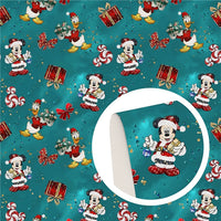 Christmas Mickey on Green Faux Leather Sheet
