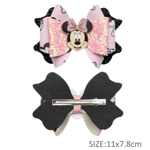 Pre Cut Minnie Mouse Pink Faux Leather Bows