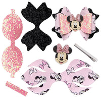 Pre Cut Minnie Mouse Pink Faux Leather Bows
