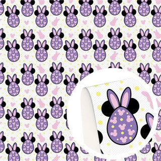 Easter Mouse Purple Eggs Faux Leather Sheet