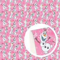 Olaf on Pink Faux Leather Sheet