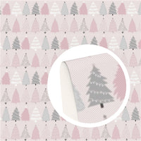 Christmas Pastel Trees on Pink Faux Leather Sheet
