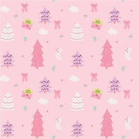 Christmas Patterned Trees on Pink Faux Leather Sheet
