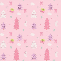 Christmas Patterned Trees on Pink Faux Leather Sheet