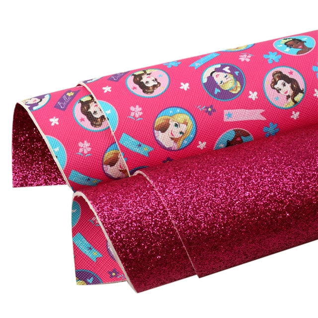 Pretty Girls with Pink Fine Glitter Double Sided Faux Leather Sheet