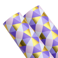 Purple Geometric Gold Print Faux Leather Sheet