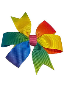 Rainbow Pinwheel Bow 3" with Clip