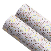 Rainbow Heart Gold Print Faux Leather Sheet