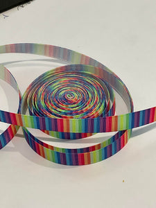 Rainbow Stripes 3/8" Ribbon - 5 Yards