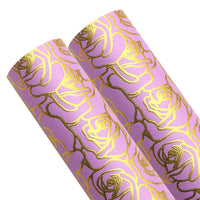 Roses On Pink Gold Print Faux Leather Sheet
