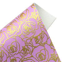 Roses On Pink Gold Print Faux Leather Sheet