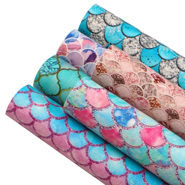 Mermaid Scales A5 Sheet Faux Leather Pack of 6