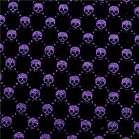 Skulls on Black with Purple Fine Glitter Double Sided Faux Leather Sheet
