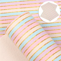 Stripes Pastel with Gold Faux Leather Sheet