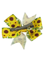 Sunflower Pinwheel Bow 3" with Clip
