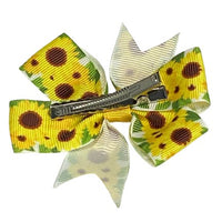 Sunflower Pinwheel Bow 3" with Clip