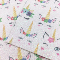 Unicorn Wink with Glitter Faux Leather Sheet
