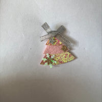 Clearance #51- Pink and Gold Glitter Christmas Trees x 10