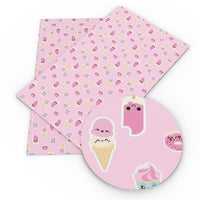 Ice Creams on Pink Faux Leather Sheet
