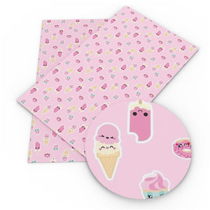 Ice Creams on Pink Faux Leather Sheet