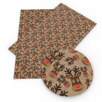 Christmas Reindeer on Brown Faux Leather Sheet