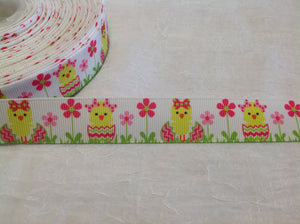 Easter Chicks with Bows 7/8" Ribbon