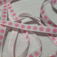 Snowflake Pink 3/8" Ribbon - 5 Yards