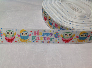 Easter Happy Owls 1" Ribbon
