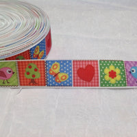 Spring Square Patches 1" Ribbon