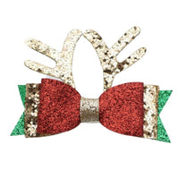 Glitter Christmas Gold Antler Bow
