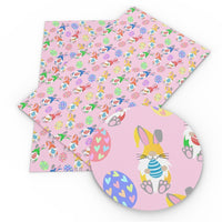 Easter Gnomes on Pink Faux Leather Sheet