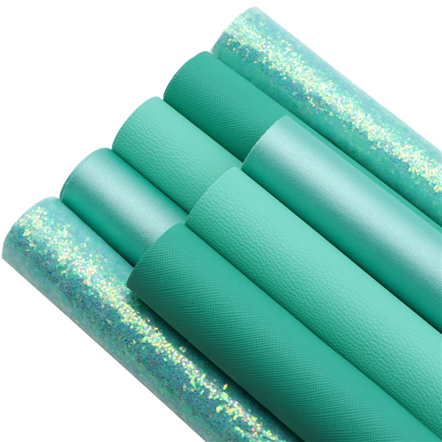 Teal Mixed Faux Leather Full Sheet Pack of 8