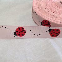 Ladybugs on Pink 7/8" Ribbon