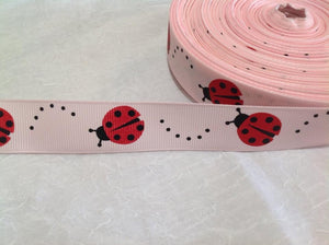 Ladybugs on Pink 7/8" Ribbon