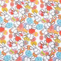 Easter Rainbow Bunnies on White with Light Blue Litchi Double Sided Sheet