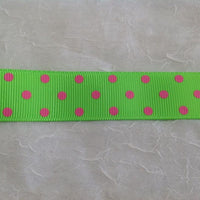 Spots Acid Green / Hot Pink 7/8" Ribbon