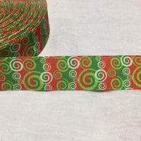 Christmas Swirls on Stripes 1" Ribbon