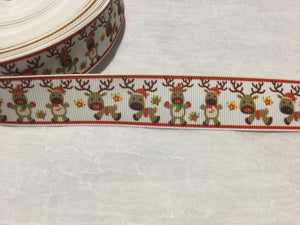 Reindeer with Red Nose 1" Ribbon