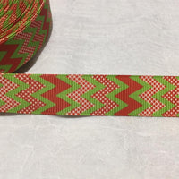 Christmas Chevron with Red Spots 7/8" Ribbon