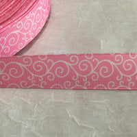 Swirls on Musk Pink 7/8" Ribbon
