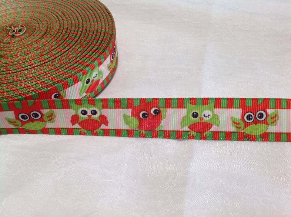 Christmas Owls Red & Green 7/8