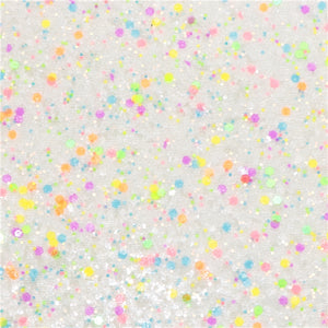 Chunky White Glitter with Neon Sequin Fabric Sheet