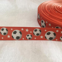 Soccer on Red 7/8" Ribbon