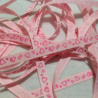 Hearts Pink on Pink 3/8" Ribbon - 5 Yards